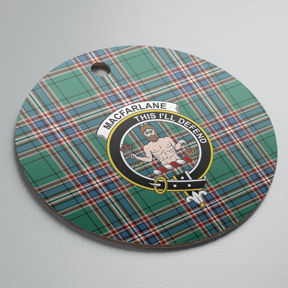 Clan MacFarlane Hunting Ancient Tartan Crest Round Ceramic Ornament MB72 MacFarlane Hunting Ancient Tartan Tartan Christmas   