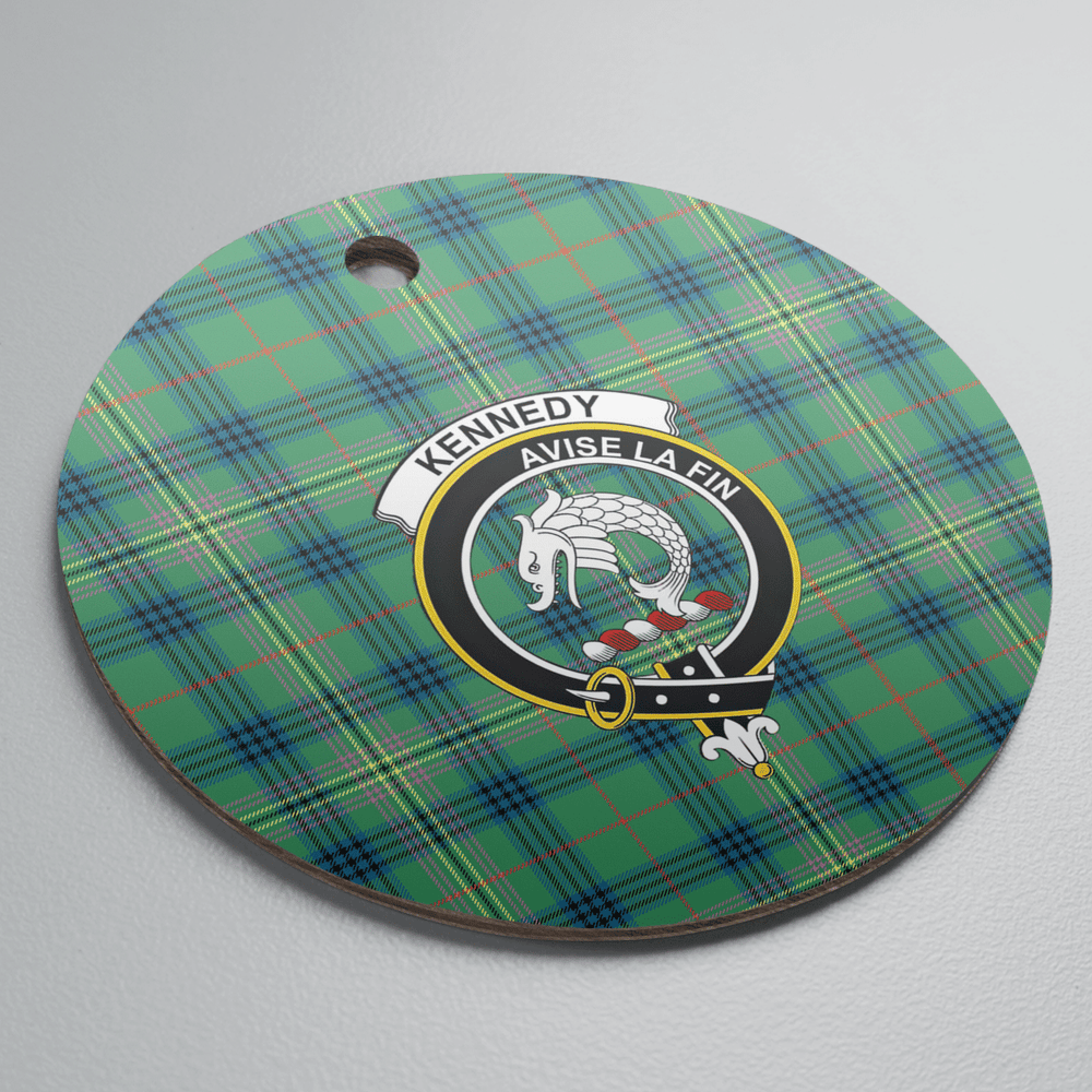 Clan Kennedy Ancient Tartan Crest Round Ceramic Ornament HU99 Kennedy Ancient Tartan Tartan Christmas   