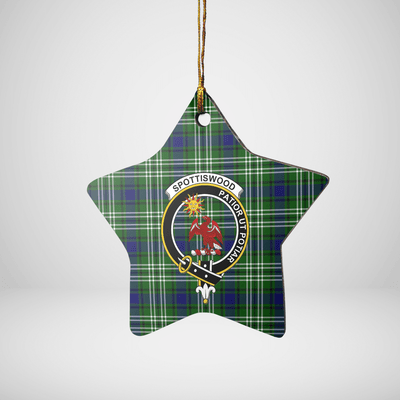 Clan Spottiswood (Tweedside) Tartan Crest Star Ceramic Ornament UW55