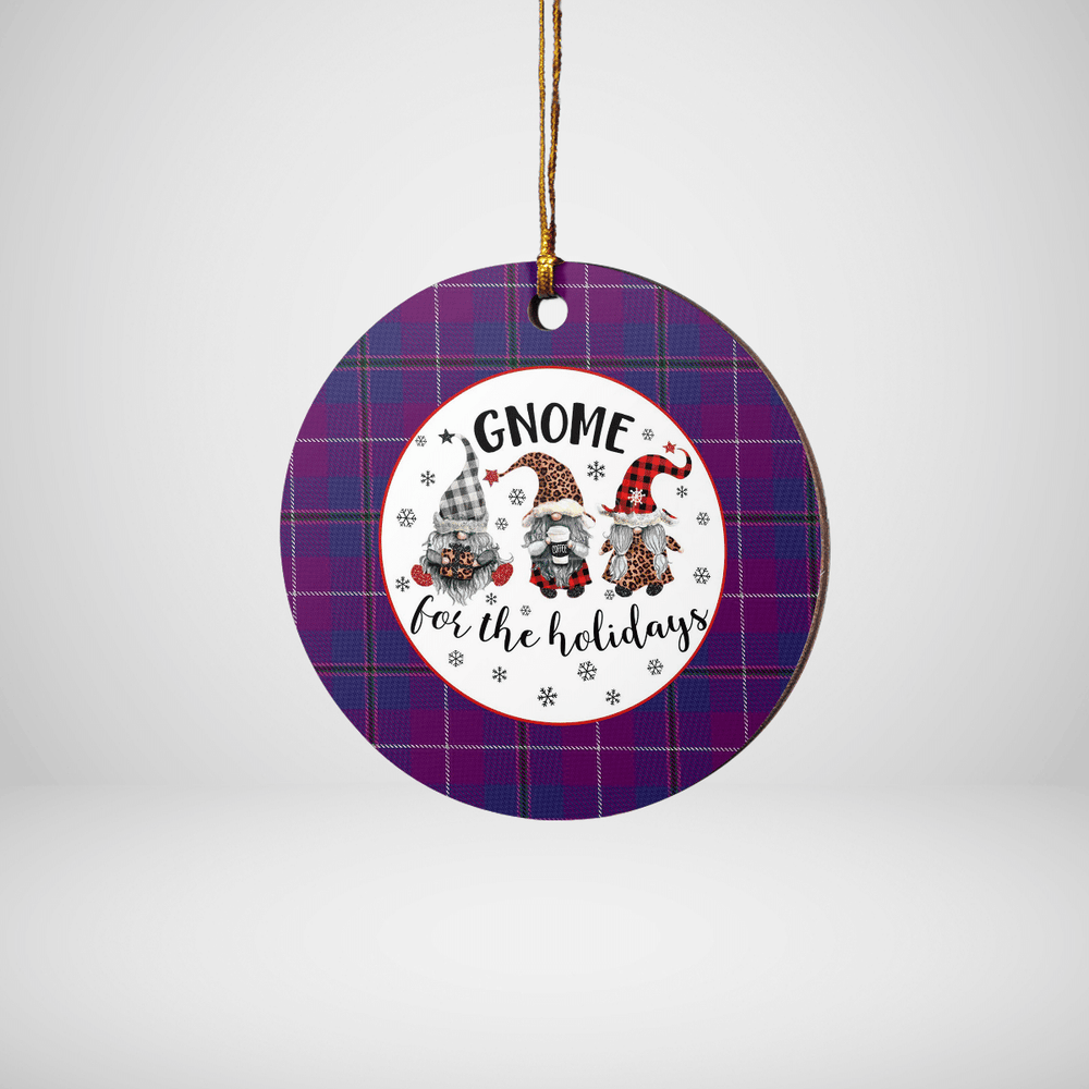 Clan Pride of Glencoe Tartan Tartan Crest Gnome Round Ceramic Ornament LK85 Pride of Glencoe Tartan Tartan Christmas   