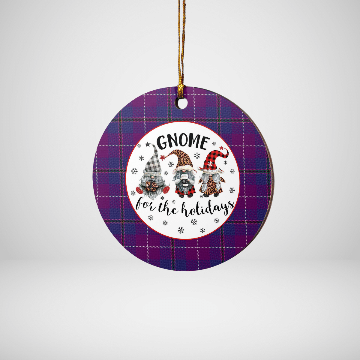 Clan Pride of Glencoe Tartan Tartan Crest Gnome Round Ceramic Ornament LK85 Pride of Glencoe Tartan Tartan Christmas   