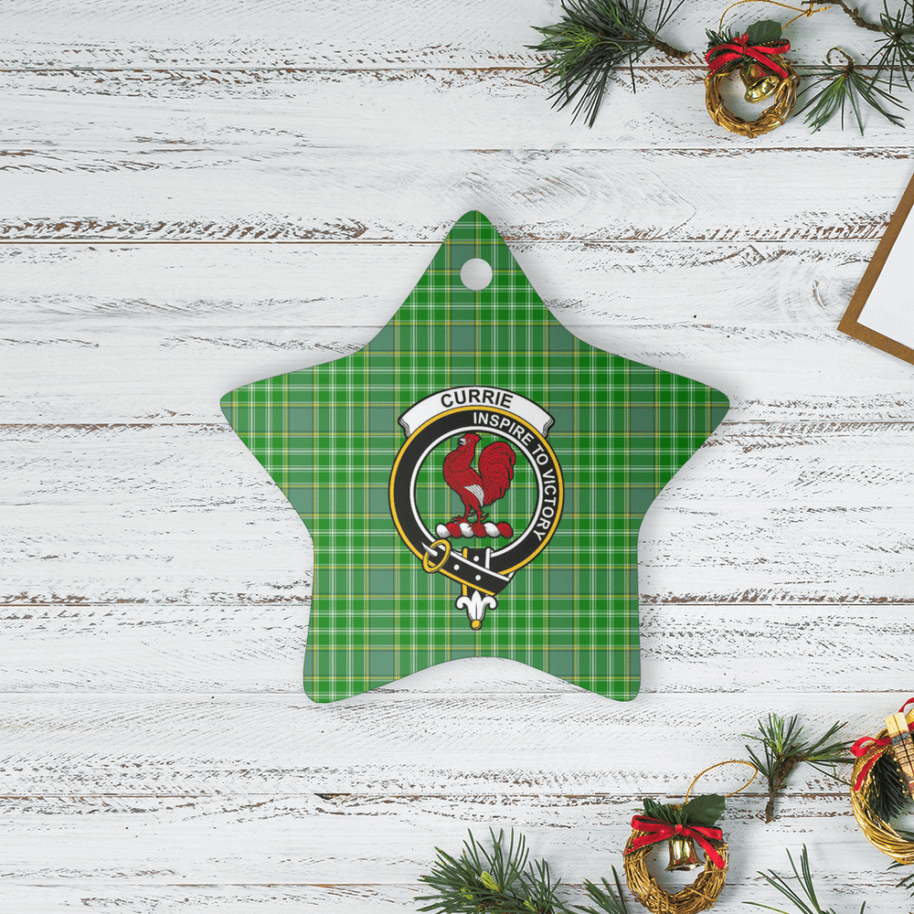 Clan Currie Tartan Crest Star Ceramic Ornament MN32 Currie Tartan Tartan Christmas   