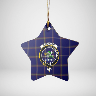 Clan Crichton Tartan Crest Star Ceramic Ornament