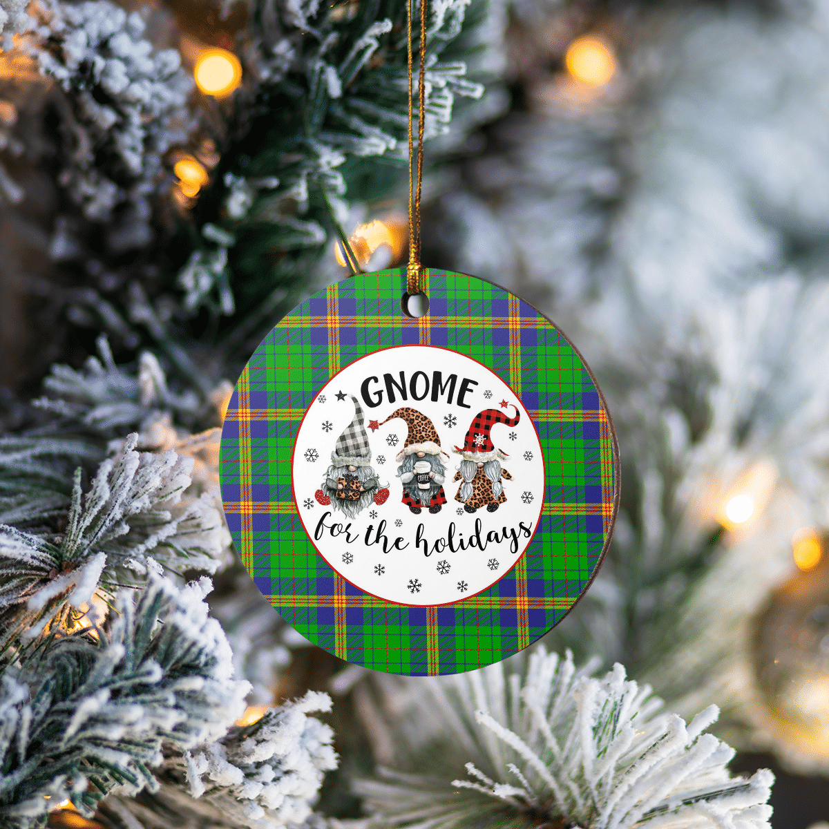 Clan New Mexico Tartan Tartan Crest Gnome Round Ceramic Ornament OK11 New Mexico Tartan Tartan Christmas   