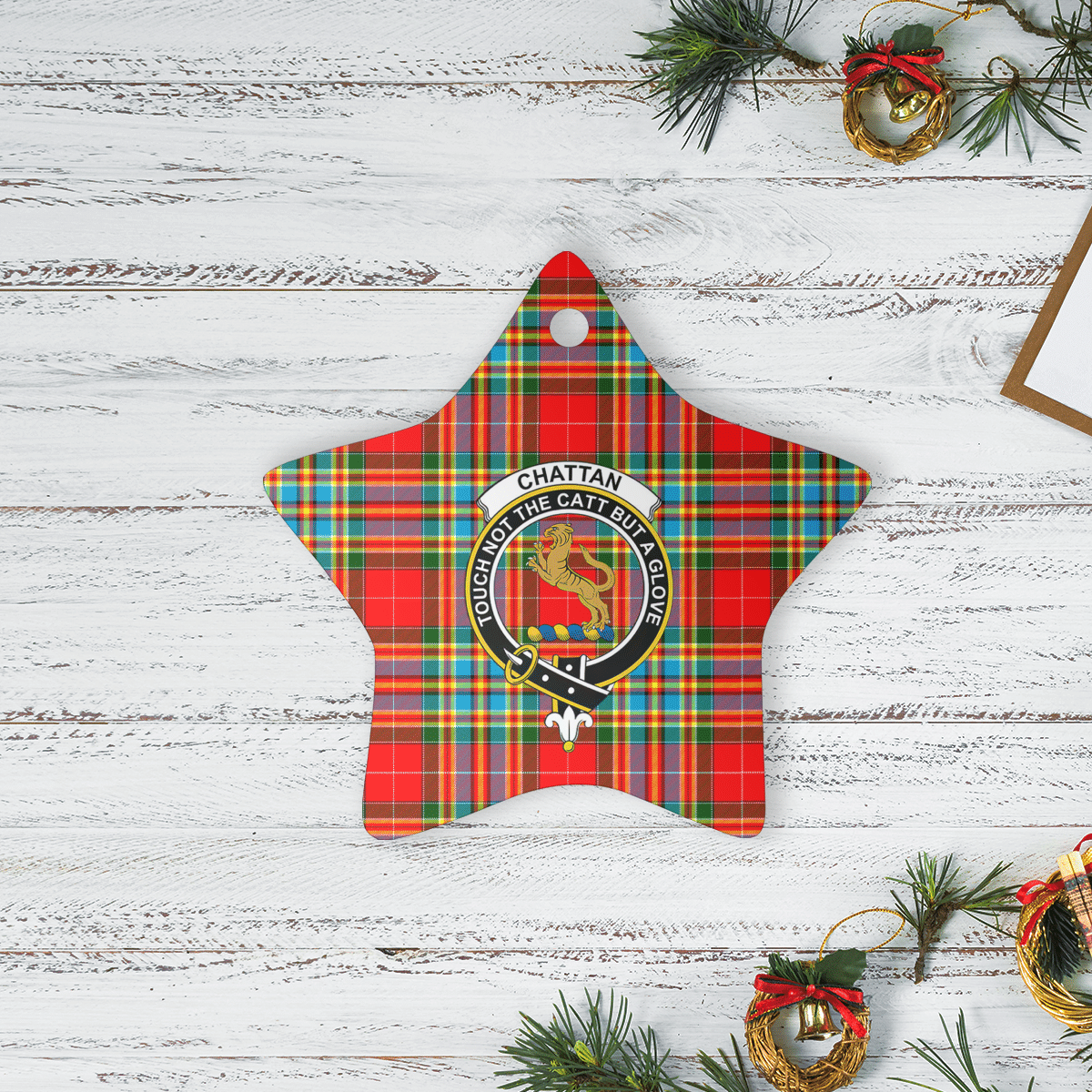 Clan Chattan Tartan Crest Star Ceramic Ornament UB65 Chattan Tartan Tartan Christmas   