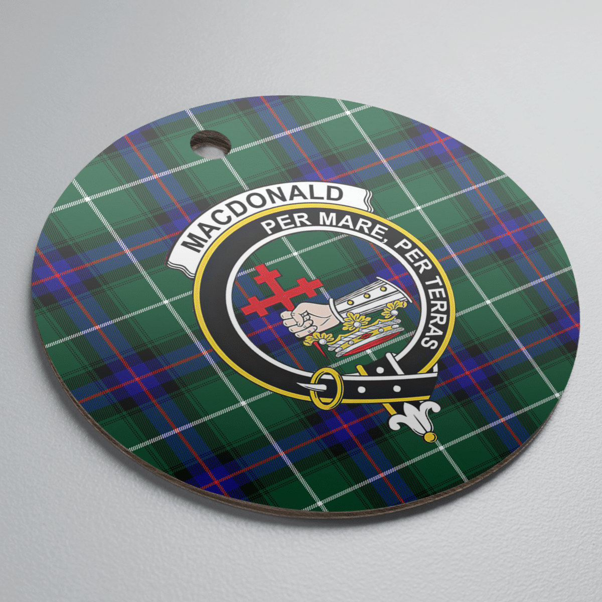 Clan MacDonald of the Isles Hunting Modern Tartan Crest Round Ceramic Ornament GD27 MacDonald of the Isles Hunting Modern Tartan Tartan Christmas   