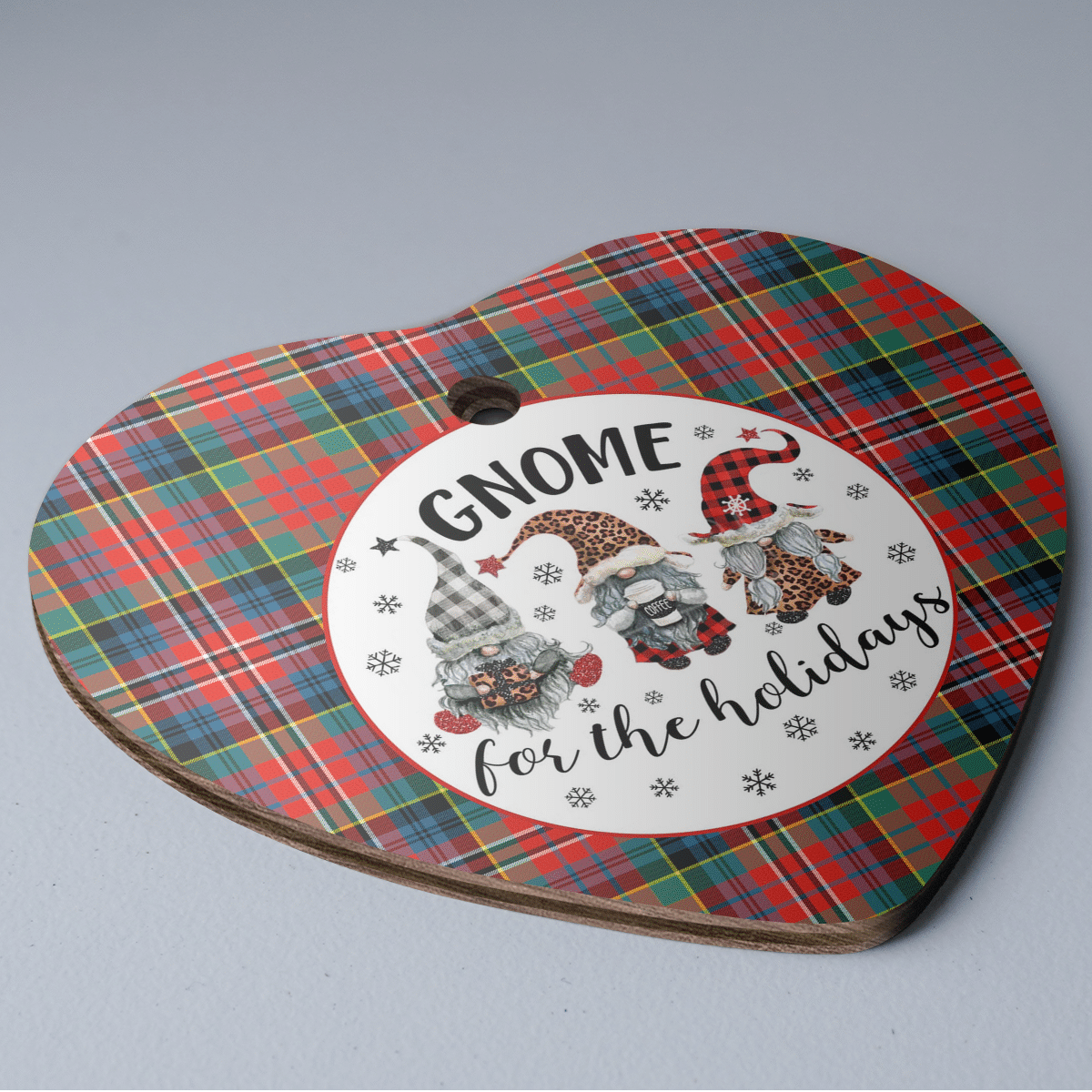 Clan MacPherson Ancient Tartan Tartan Crest Gnome Heart Ceramic Ornament GB37 MacPherson Ancient Tartan Tartan Christmas   