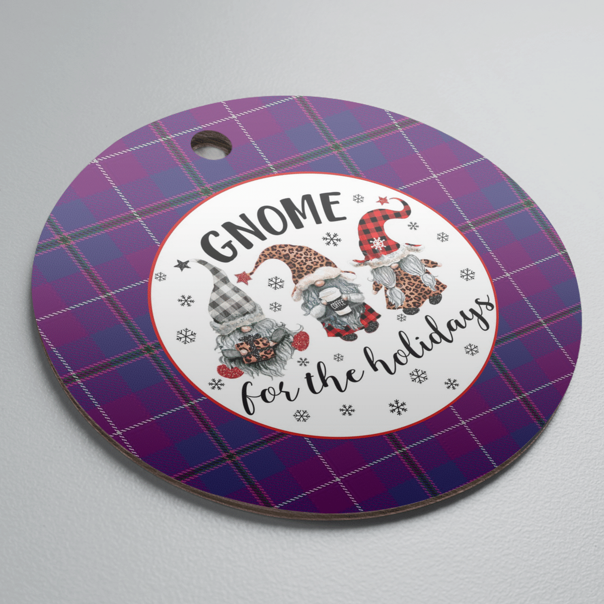 Clan Pride of Glencoe Tartan Tartan Crest Gnome Round Ceramic Ornament LK85 Pride of Glencoe Tartan Tartan Christmas   