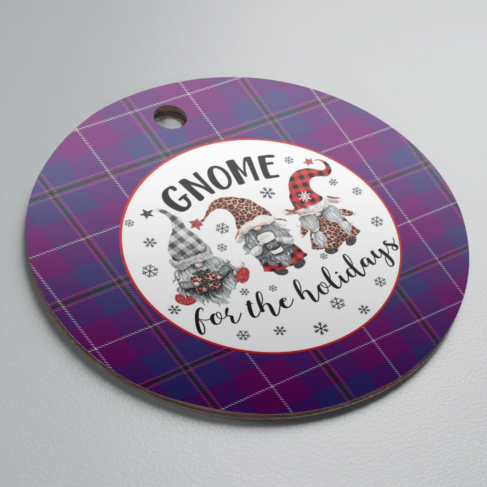 Clan Pride of Glencoe Tartan Tartan Crest Gnome Round Ceramic Ornament LK85 Pride of Glencoe Tartan Tartan Christmas   