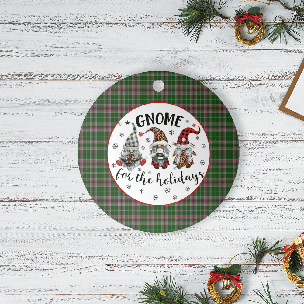 Clan Gray Hunting Tartan Tartan Crest Gnome Round Ceramic Ornament AW43 Gray Hunting Tartan Tartan Christmas   