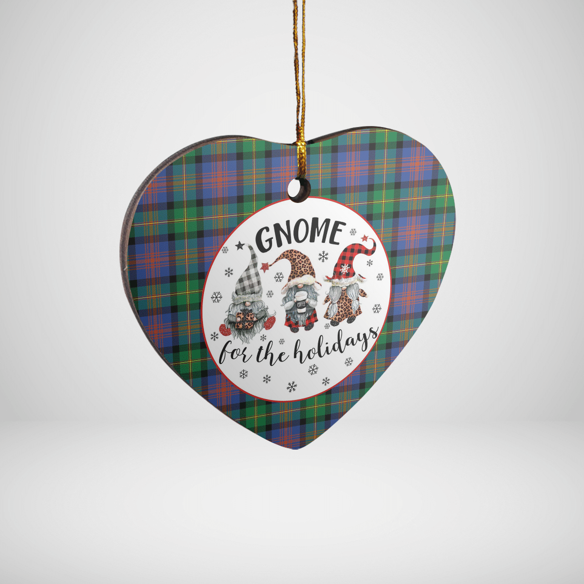 Clan Logan Ancient Tartan Tartan Crest Gnome Heart Ceramic Ornament DO70 Logan Ancient Tartan Tartan Christmas   