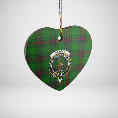 Clan Orrock (Fife) Tartan Crest Heart Ceramic Ornament US78