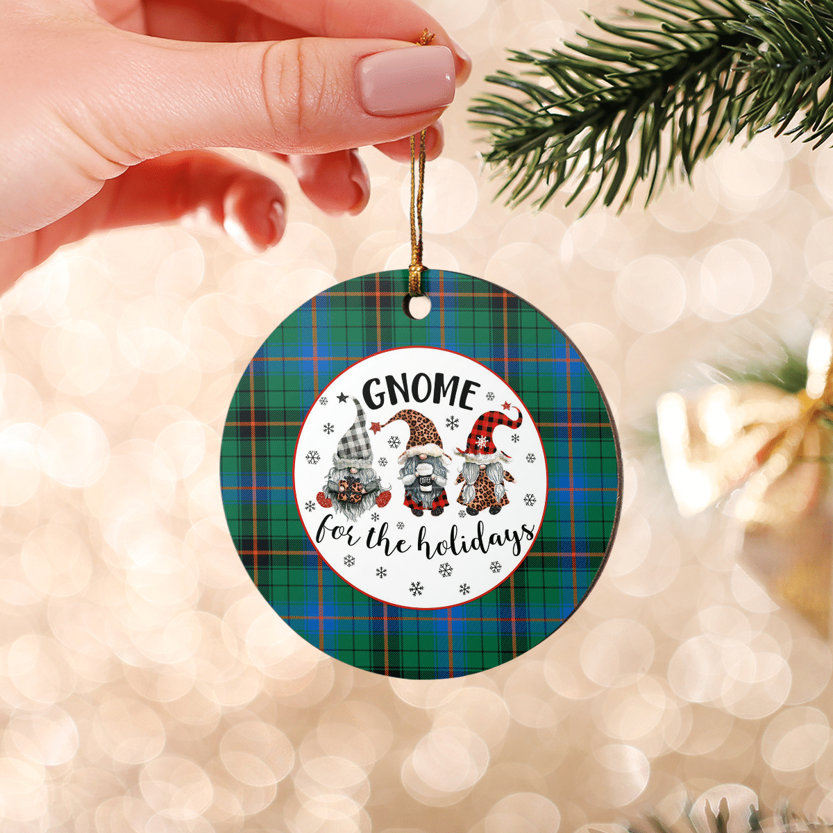 Clan Davidson Ancient Tartan Tartan Crest Gnome Round Ceramic Ornament DD73 Davidson Ancient Tartan Tartan Christmas   