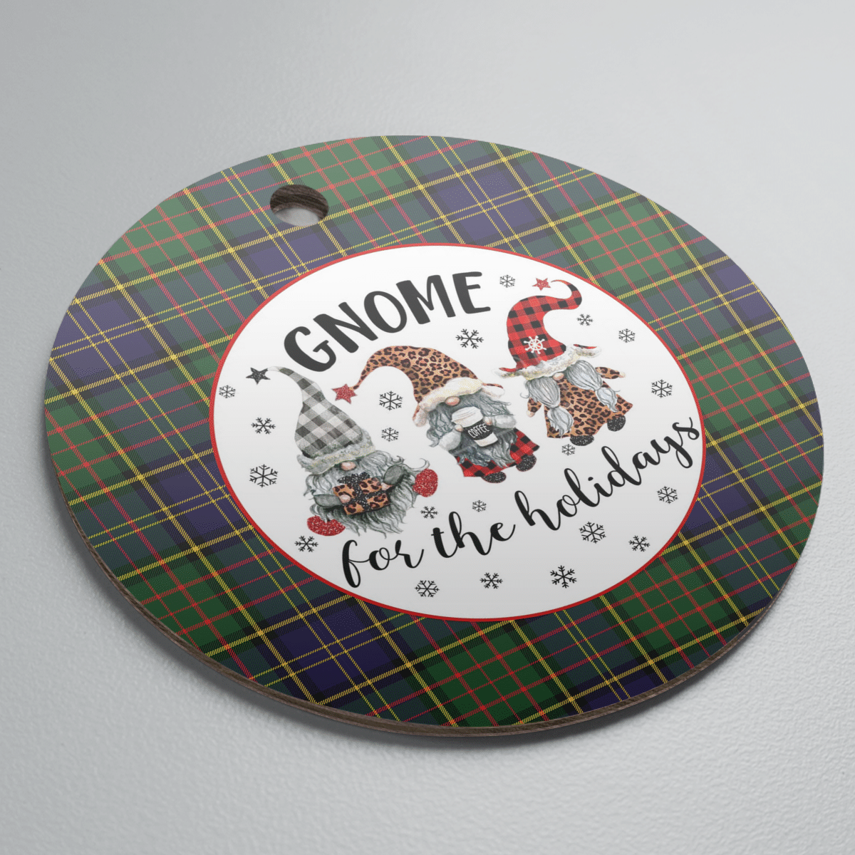 Clan MacMillan Hunting Modern Tartan Tartan Crest Gnome Round Ceramic Ornament NU46 MacMillan Hunting Modern Tartan Tartan Christmas   