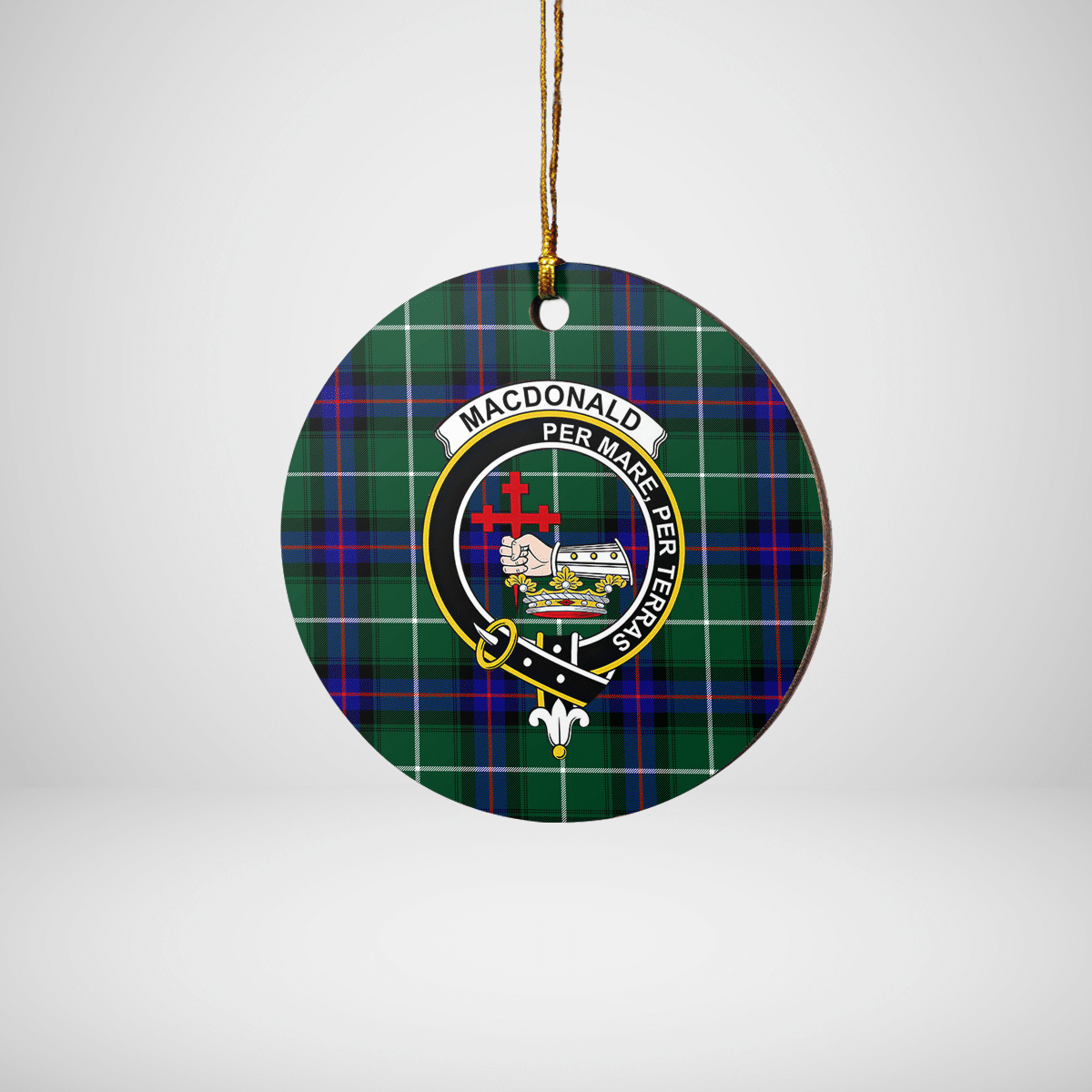 Clan MacDonald of the Isles Hunting Modern Tartan Crest Round Ceramic Ornament GD27 MacDonald of the Isles Hunting Modern Tartan Tartan Christmas   