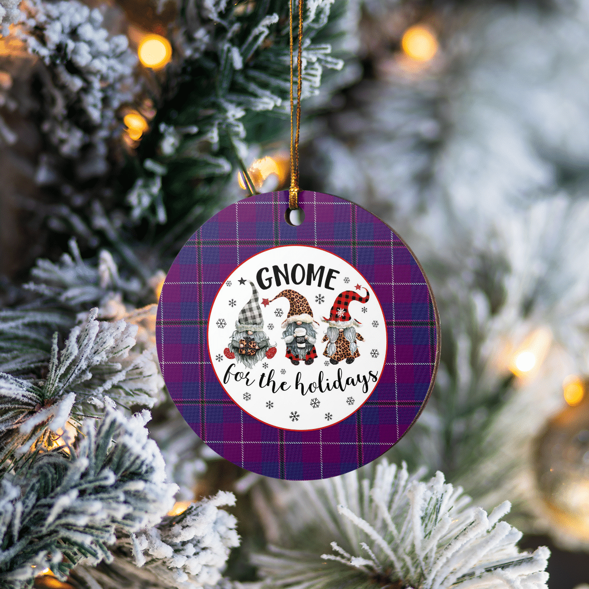 Clan Pride of Glencoe Tartan Tartan Crest Gnome Round Ceramic Ornament LK85 Pride of Glencoe Tartan Tartan Christmas   