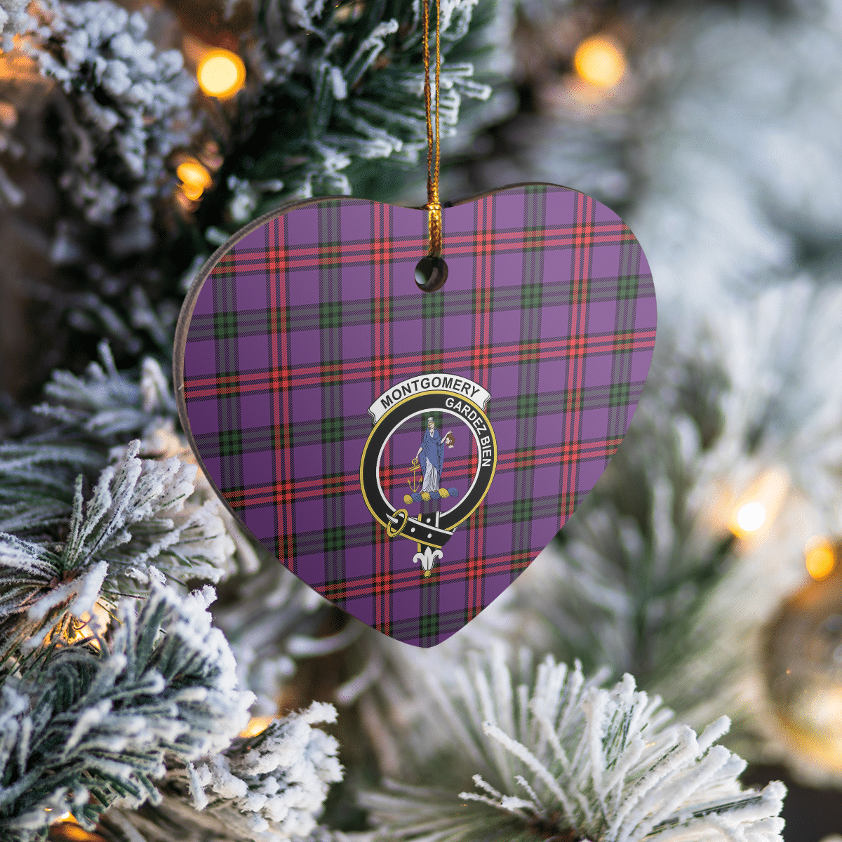 Clan Montgomery Modern Tartan Crest Heart Ceramic Ornament XD81 Montgomery Modern Tartan Tartan Christmas   