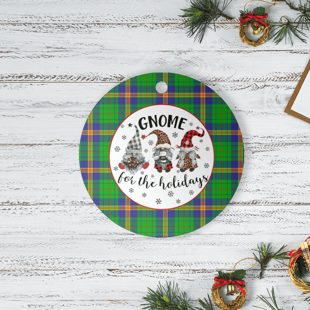 Clan New Mexico Tartan Tartan Crest Gnome Round Ceramic Ornament OK11 New Mexico Tartan Tartan Christmas   
