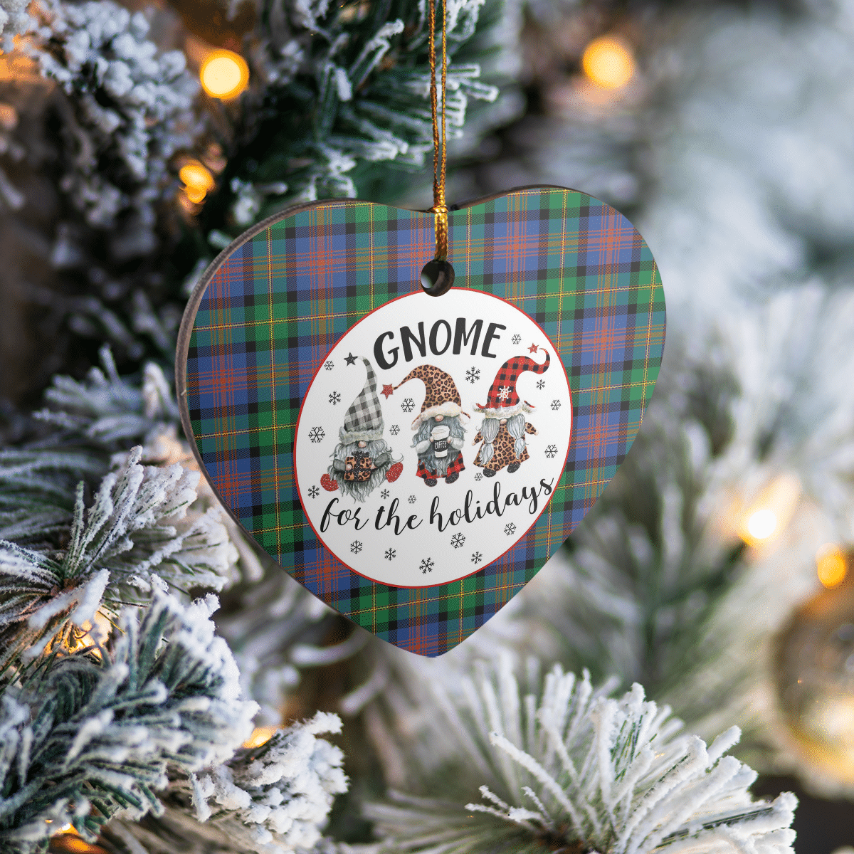 Clan Logan Ancient Tartan Tartan Crest Gnome Heart Ceramic Ornament DO70 Logan Ancient Tartan Tartan Christmas   