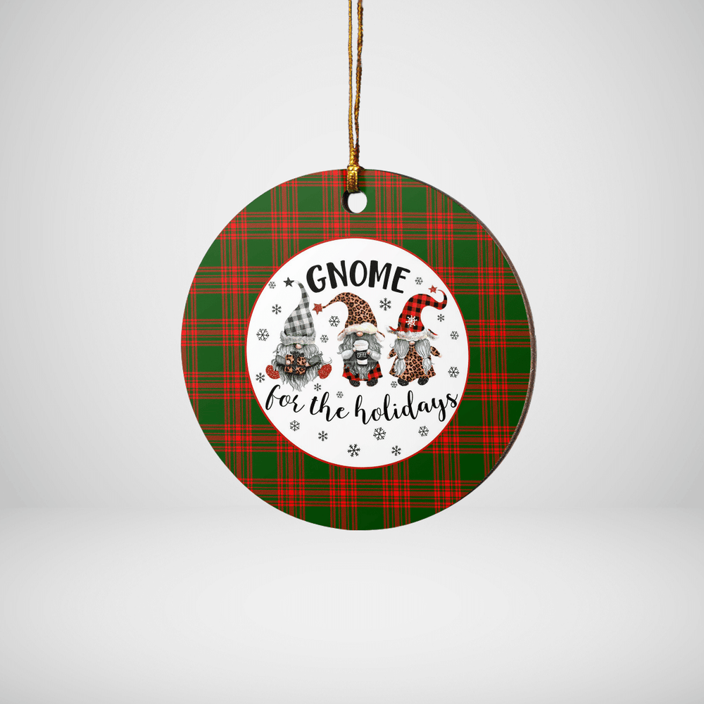 Clan Menzies Green Modern Tartan Tartan Crest Gnome Round Ceramic Ornament WQ69 Menzies Green Modern Tartan Tartan Christmas   