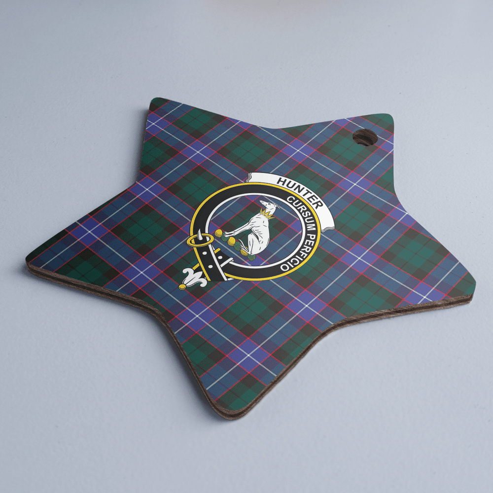 Clan Hunter Modern Tartan Crest Star Ceramic Ornament YE74 Hunter Modern Tartan Tartan Christmas   