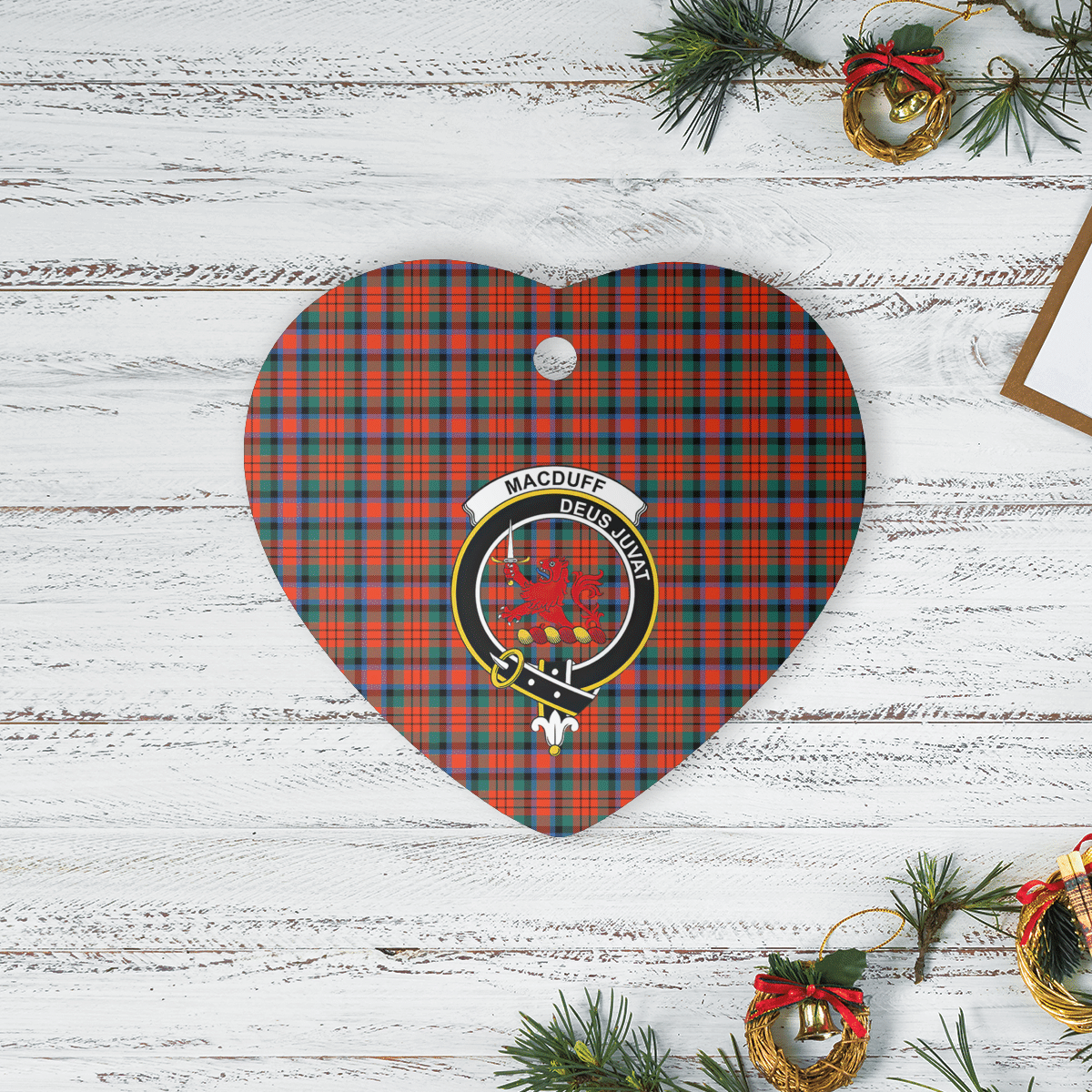 Clan MacDuff Ancient Tartan Crest Heart Ceramic Ornament OZ31 MacDuff Ancient Tartan Tartan Christmas   