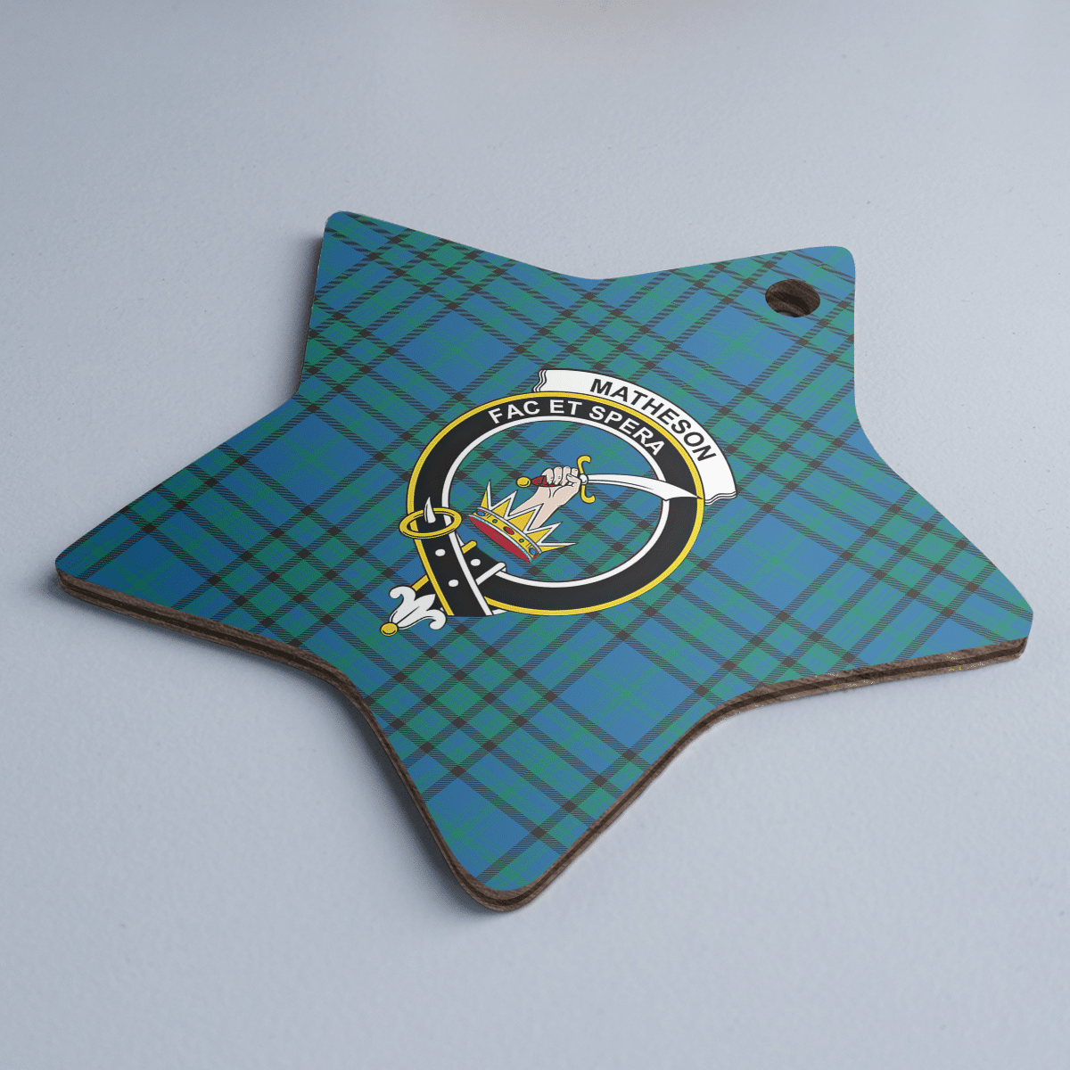 Clan Matheson Hunting Ancient Tartan Crest Star Ceramic Ornament UV78 Matheson Hunting Ancient Tartan Tartan Christmas   