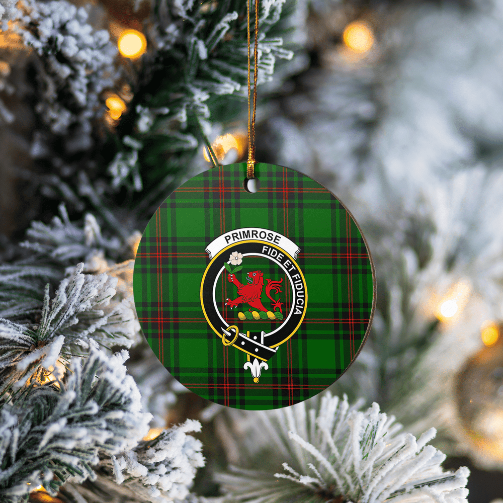 Clan Primrose (Fife) Tartan Crest Round Ceramic Ornament WY67 Primrose (Fife) Tartan Tartan Christmas   