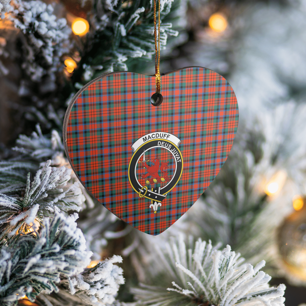 Clan MacDuff Ancient Tartan Crest Heart Ceramic Ornament OZ31 MacDuff Ancient Tartan Tartan Christmas   