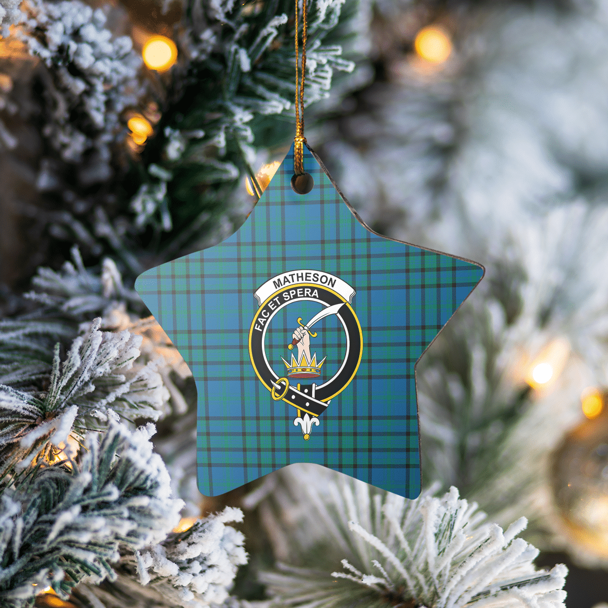 Clan Matheson Hunting Ancient Tartan Crest Star Ceramic Ornament UV78 Matheson Hunting Ancient Tartan Tartan Christmas   