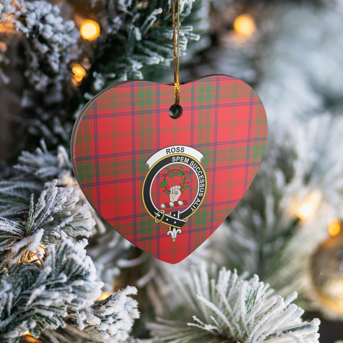 Clan Ross Modern Tartan Crest Heart Ceramic Ornament LU12 Ross Modern Tartan Tartan Christmas   