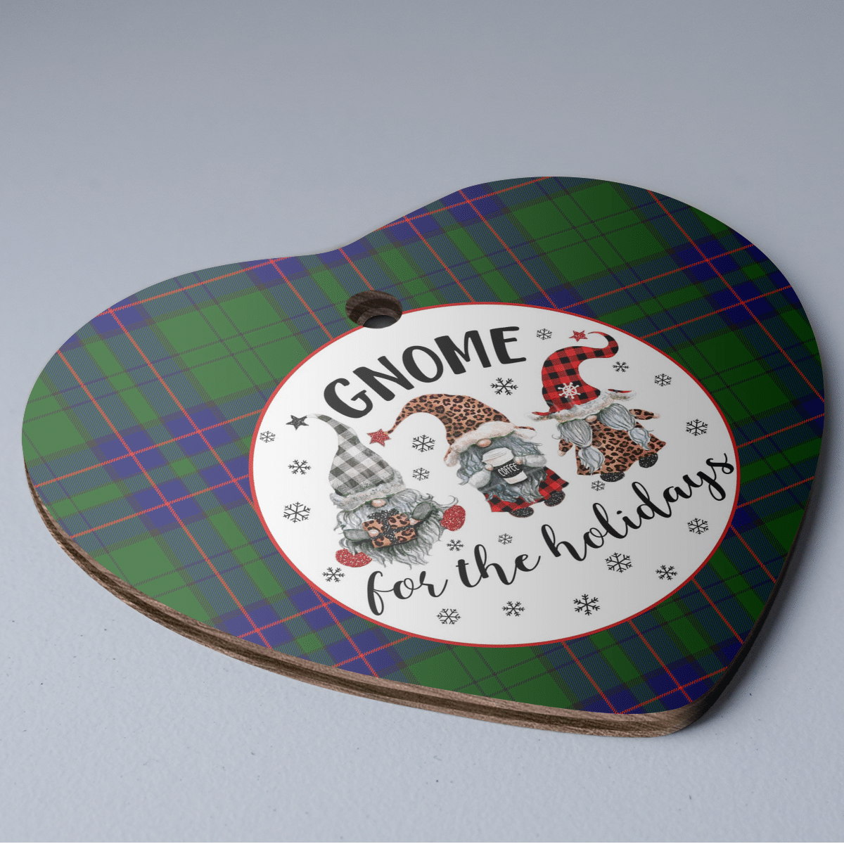 Clan Lockhart Modern Tartan Tartan Crest Gnome Heart Ceramic Ornament TD45 Lockhart Modern Tartan Tartan Christmas   