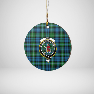 Clan Lyon Tartan Crest Round Ceramic Ornament