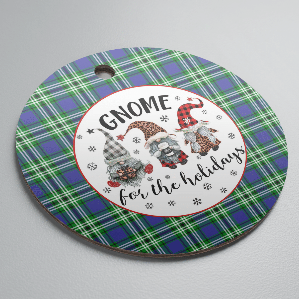 Clan Haliburton Tartan Tartan Crest Gnome Round Ceramic Ornament MA61 Haliburton Tartan Tartan Christmas   
