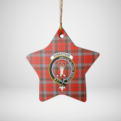 Clan Robertson Weathered Tartan Crest Star Ceramic Ornament