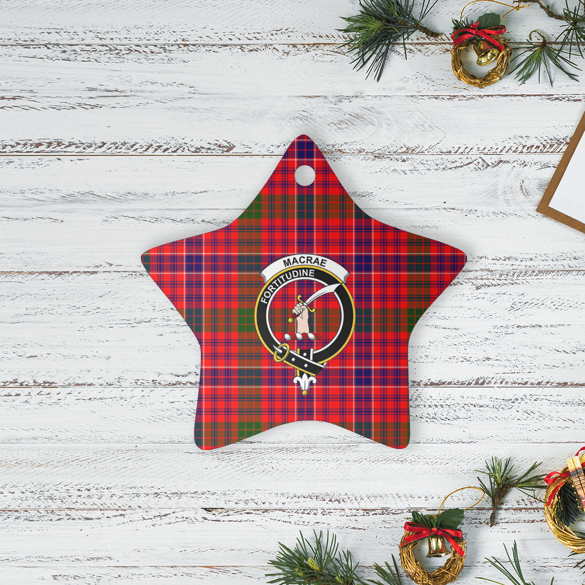 Clan MacRae Modern Tartan Crest Star Ceramic Ornament CW23 MacRae Modern Tartan Tartan Christmas   