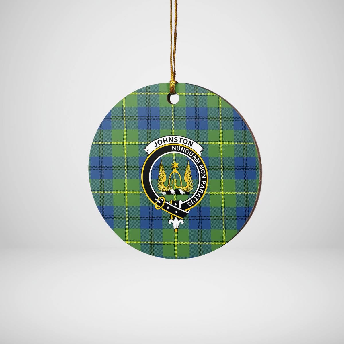Clan Johnston Ancient Tartan Crest Round Ceramic Ornament DS47 Johnston Ancient Tartan Tartan Christmas   