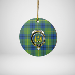 Clan Johnston Ancient Tartan Crest Round Ceramic Ornament DS47 Johnston Ancient Tartan Tartan Christmas   