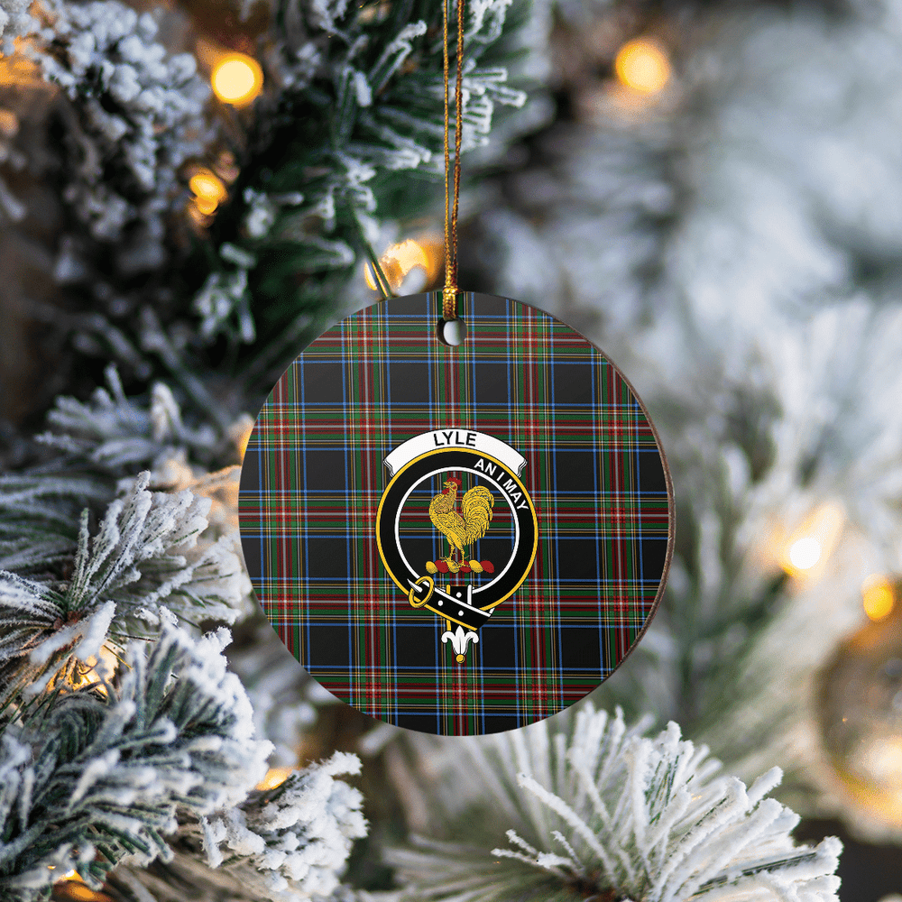 Clan Lyle Tartan Crest Round Ceramic Ornament CX64 Lyle Tartan Tartan Christmas   