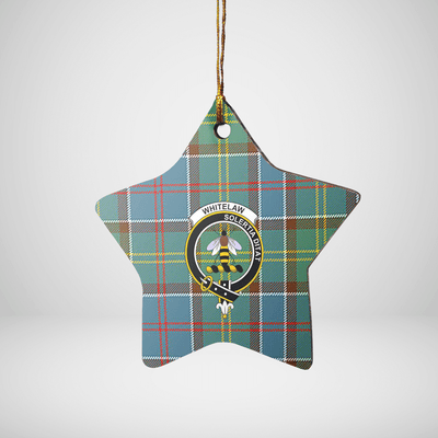 Clan Whitelaw Tartan Crest Star Ceramic Ornament