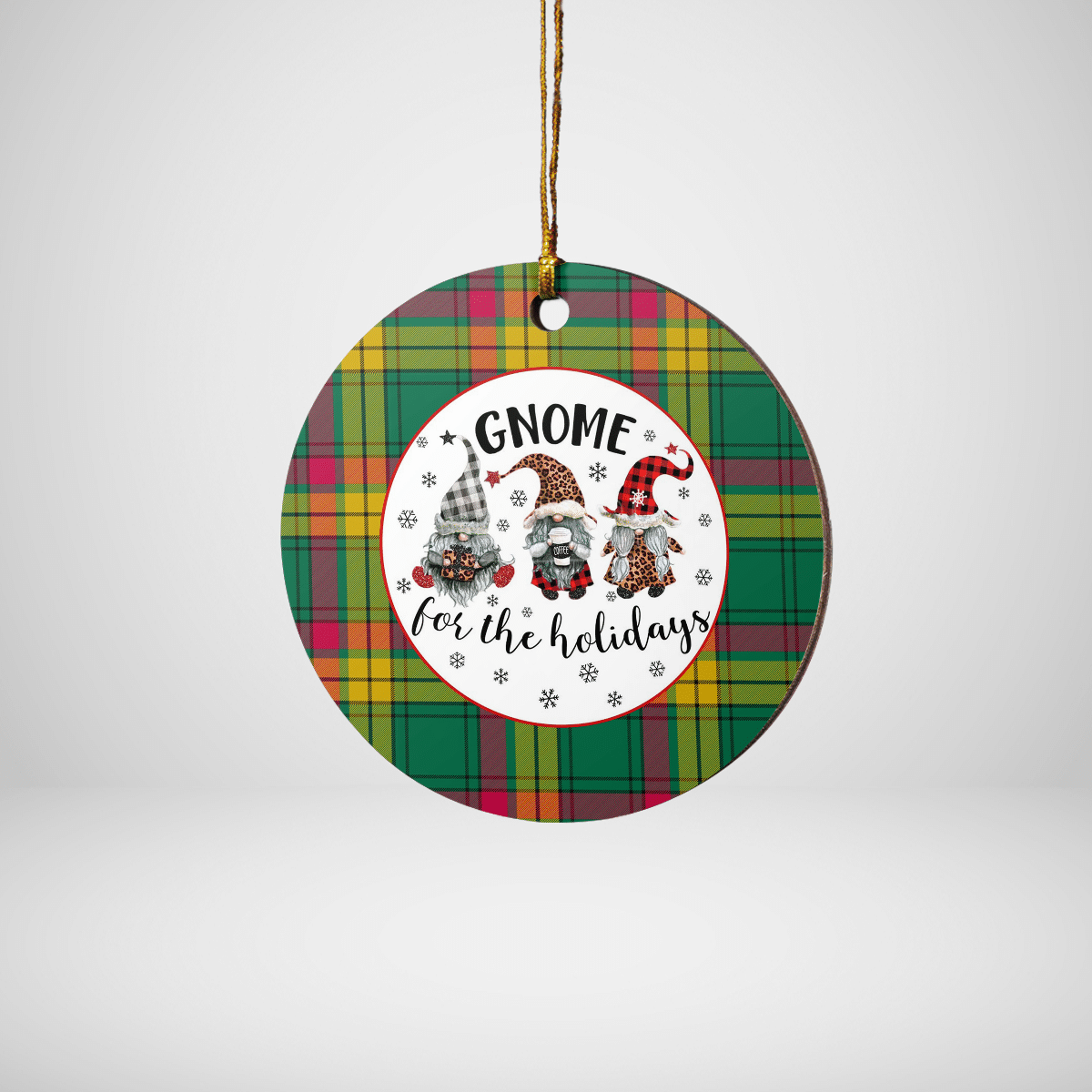 Clan MacMillan Old Ancient Tartan Tartan Crest Gnome Round Ceramic Ornament HS57 MacMillan Old Ancient Tartan Tartan Christmas   