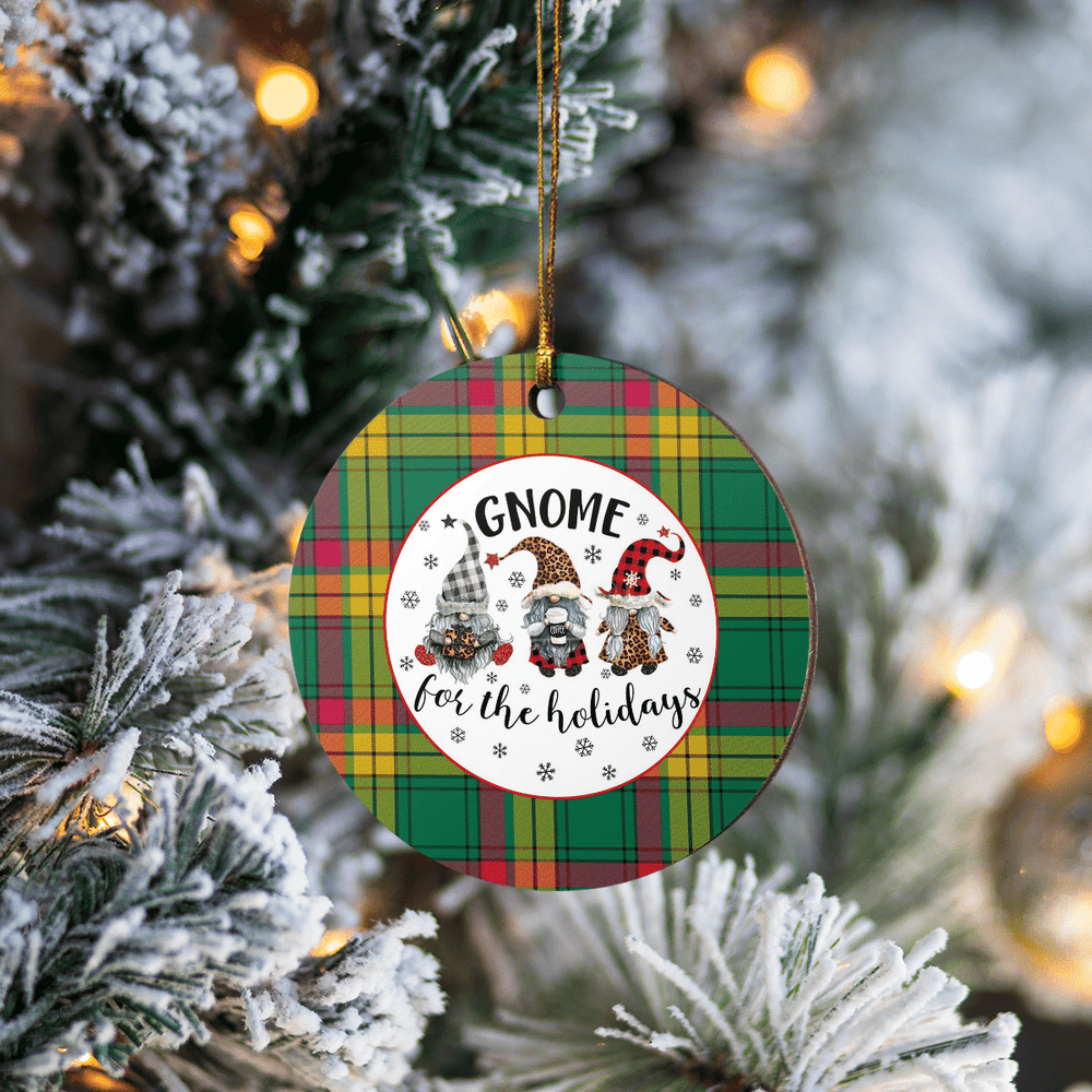 Clan MacMillan Old Ancient Tartan Tartan Crest Gnome Round Ceramic Ornament HS57 MacMillan Old Ancient Tartan Tartan Christmas   