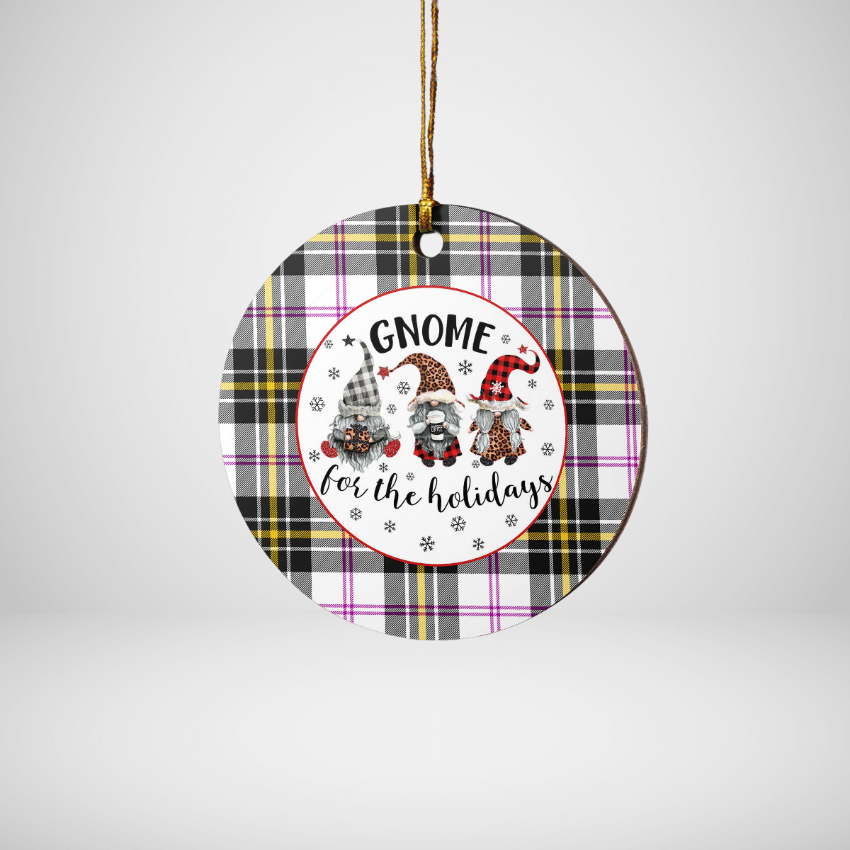 Clan MacPherson Dress Modern Tartan Tartan Crest Gnome Round Ceramic Ornament CL82 MacPherson Dress Modern Tartan Tartan Christmas   