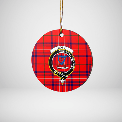 Clan Rose Tartan Crest Round Ceramic Ornament