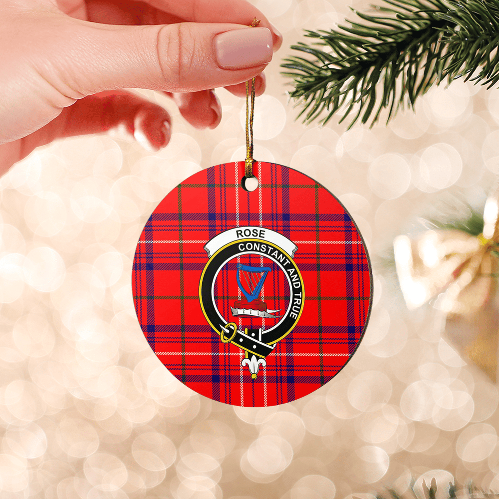 Clan Rose Tartan Crest Round Ceramic Ornament QG38 Rose Tartan Tartan Christmas   