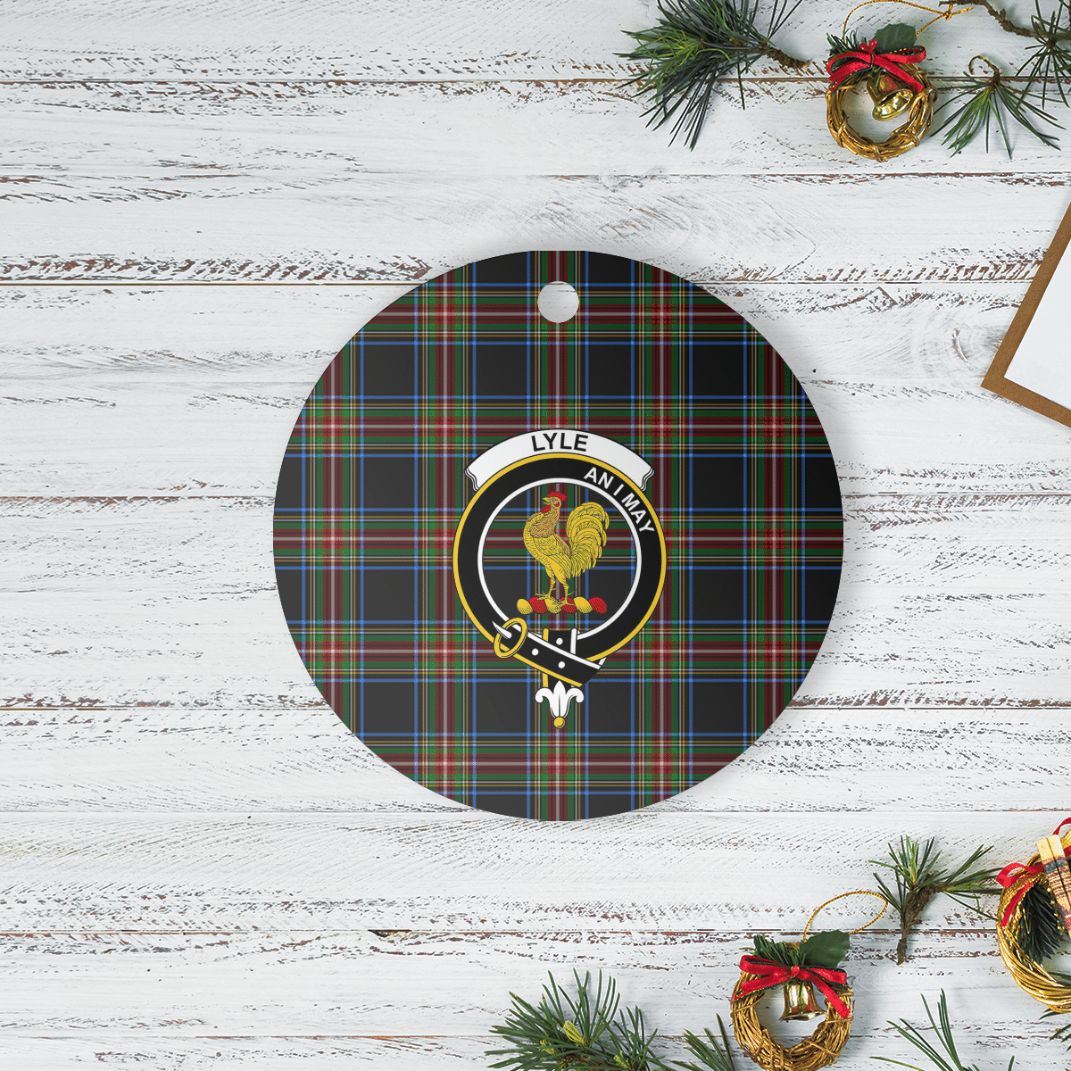 Clan Lyle Tartan Crest Round Ceramic Ornament CX64 Lyle Tartan Tartan Christmas   