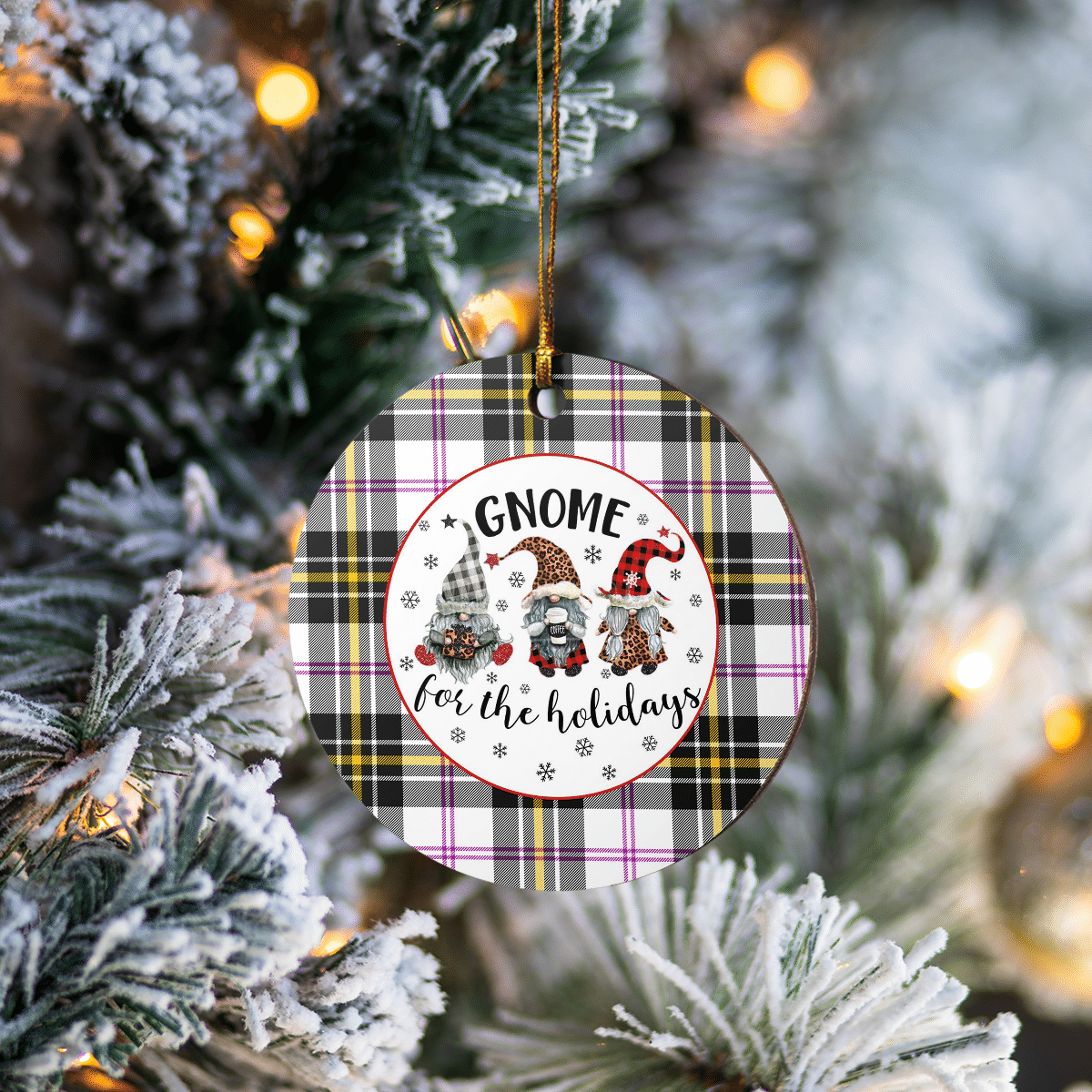 Clan MacPherson Dress Modern Tartan Tartan Crest Gnome Round Ceramic Ornament CL82 MacPherson Dress Modern Tartan Tartan Christmas   