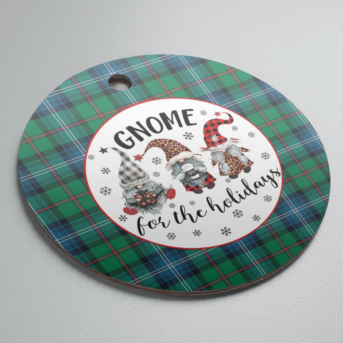Clan Urquhart Ancient Tartan Tartan Crest Gnome Round Ceramic Ornament LS23 Urquhart Ancient Tartan Tartan Christmas   