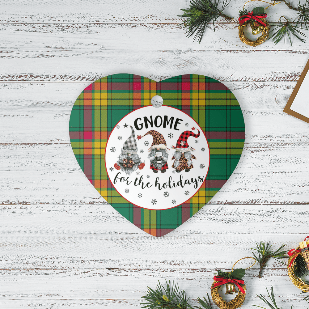 Clan MacMillan Old Ancient Tartan Tartan Crest Gnome Heart Ceramic Ornament DM97 MacMillan Old Ancient Tartan Tartan Christmas   
