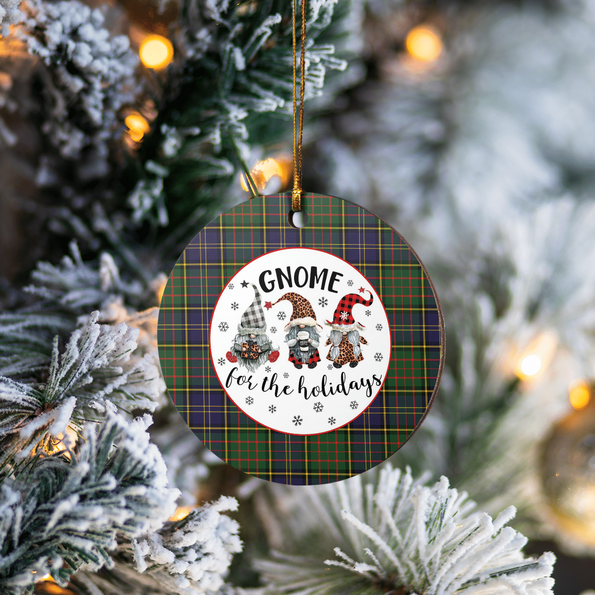Clan MacMillan Hunting Modern Tartan Tartan Crest Gnome Round Ceramic Ornament NU46 MacMillan Hunting Modern Tartan Tartan Christmas   